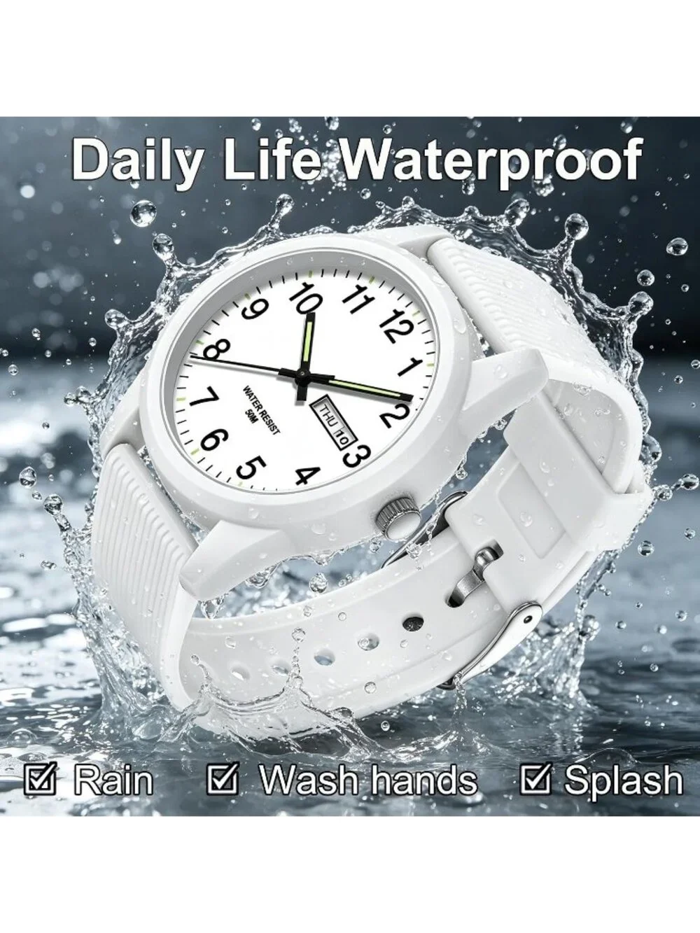 Men's White Simple Minimalist Sport Waterproof Casual Analog  Quartz Wrist Watch